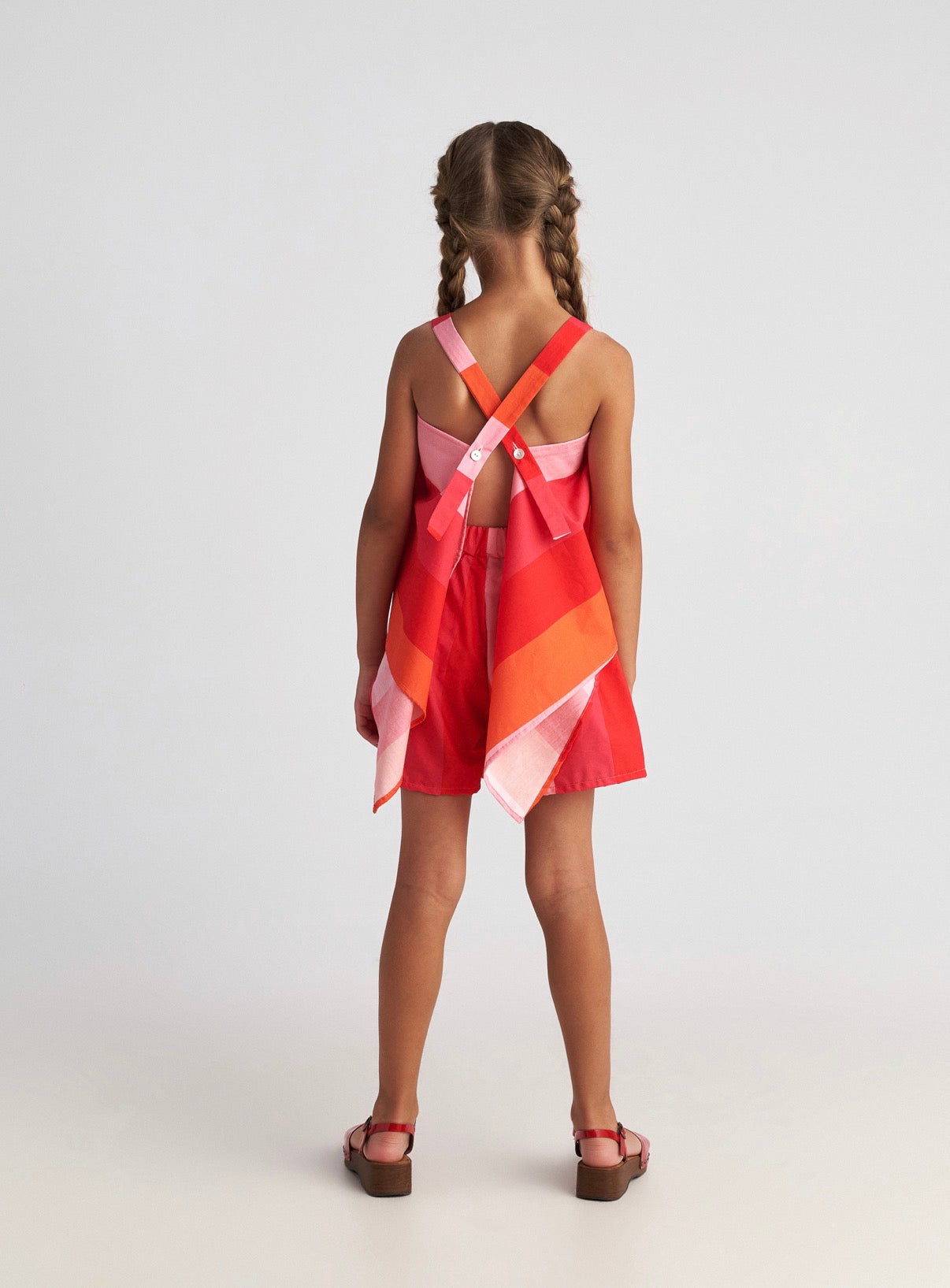 Scarlet Striped Set with Backless Top & Shorts for Kids