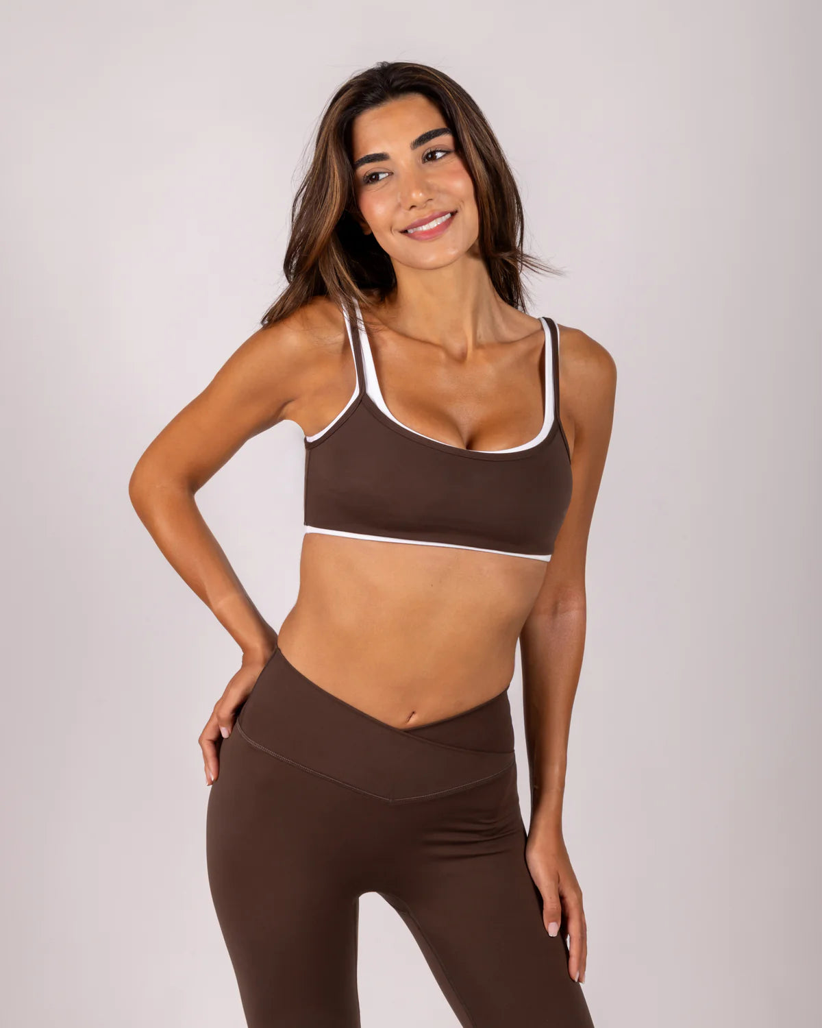 Brown Cross Waistband Legging Set