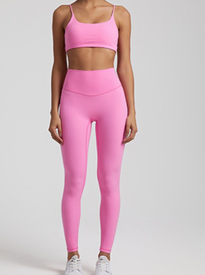Strappy Pink Set - Legging and Bra