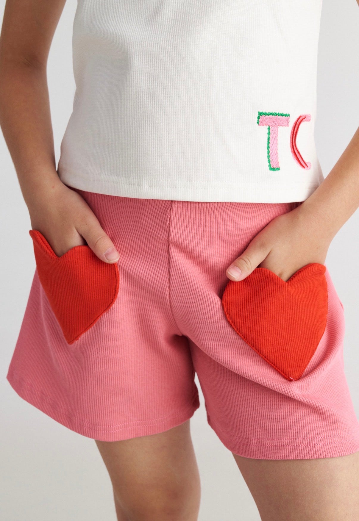 The Rainbow Girl Set with Tank Top & Hearts Athletic Shorts