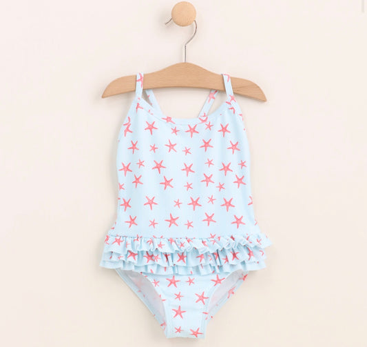 Star Swimsuit - One Piece- Bleu et Corail