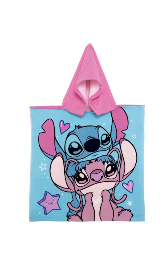 Stitch & Angel Towel Poncho - Pink
