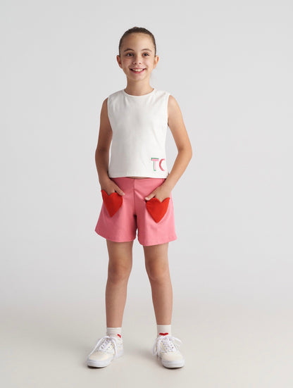 The Rainbow Girl Set with Tank Top & Hearts Athletic Shorts