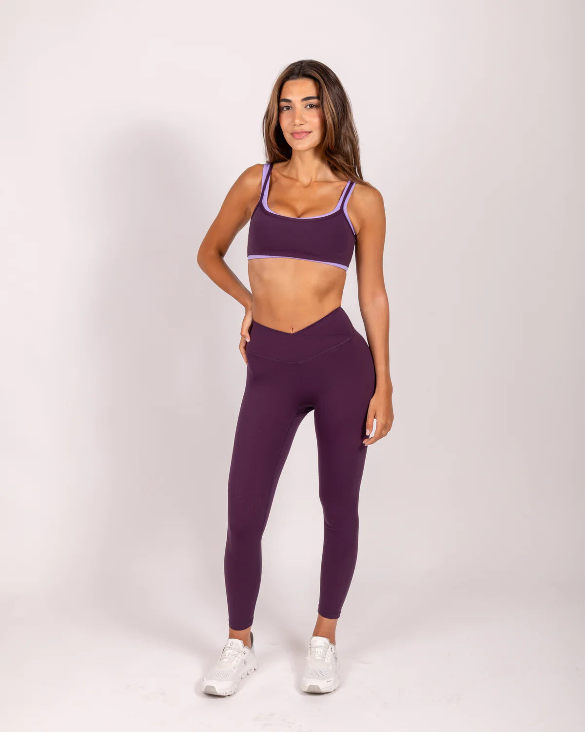 Purple Cross Waistband Legging Set