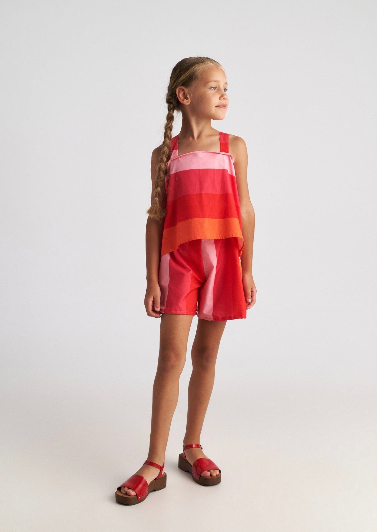 Scarlet Striped Set with Backless Top & Shorts for Kids