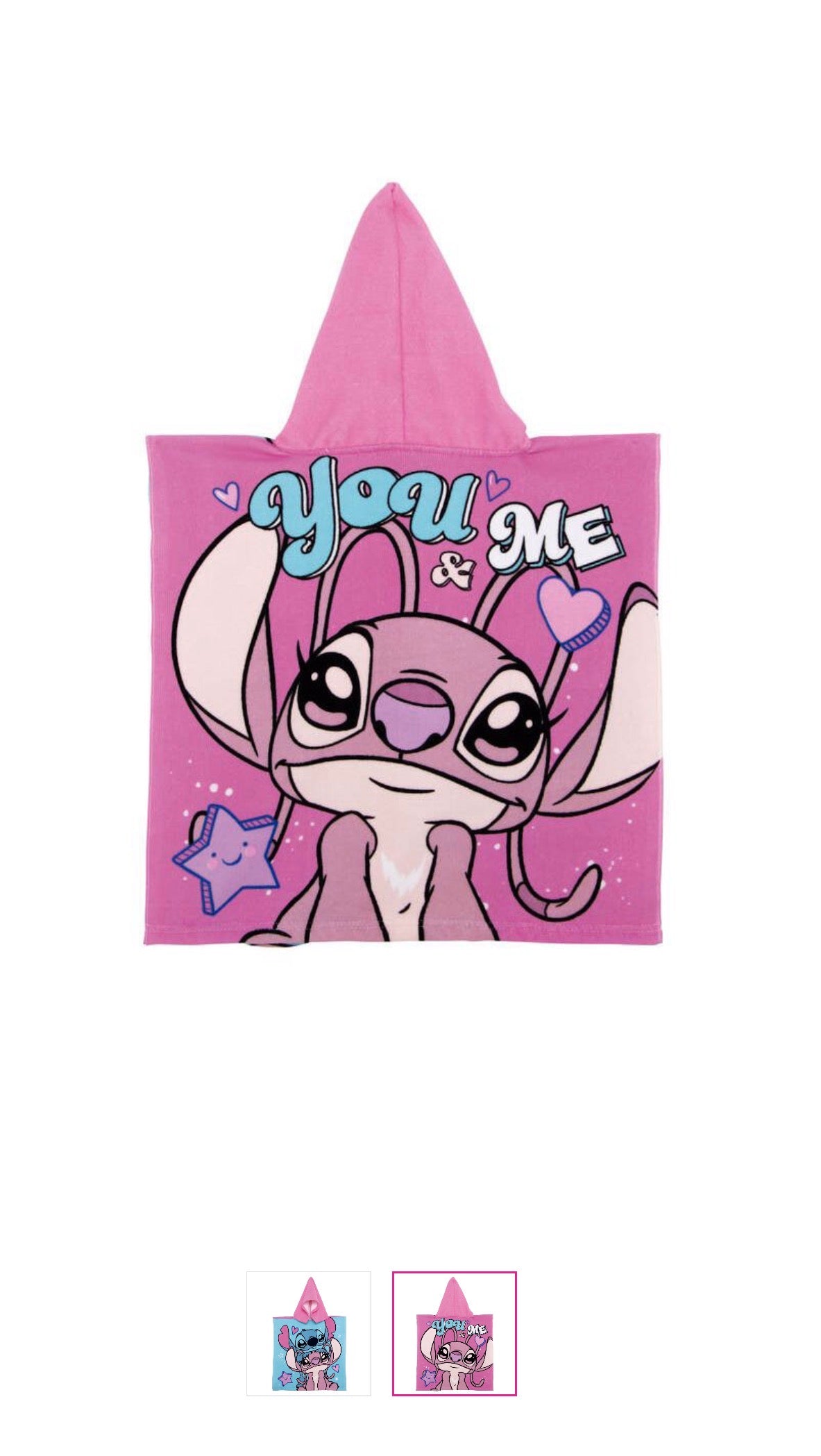 Stitch & Angel Towel Poncho - Pink