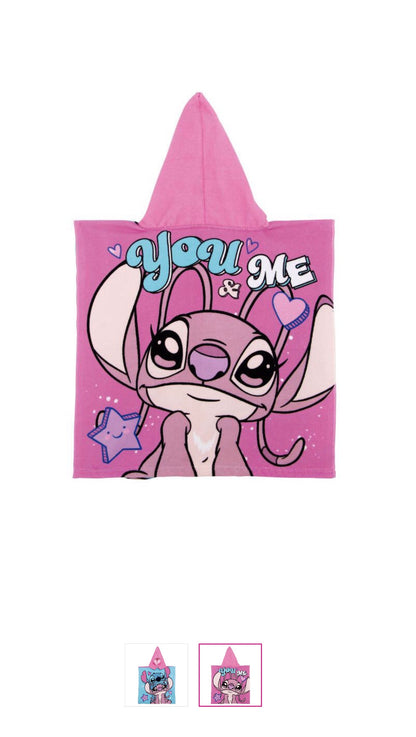 Stitch & Angel Towel Poncho - Pink