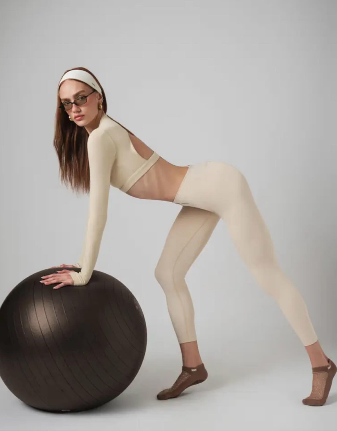 Harmony High V-Waist Legging & Long Sleeve Top - Cream